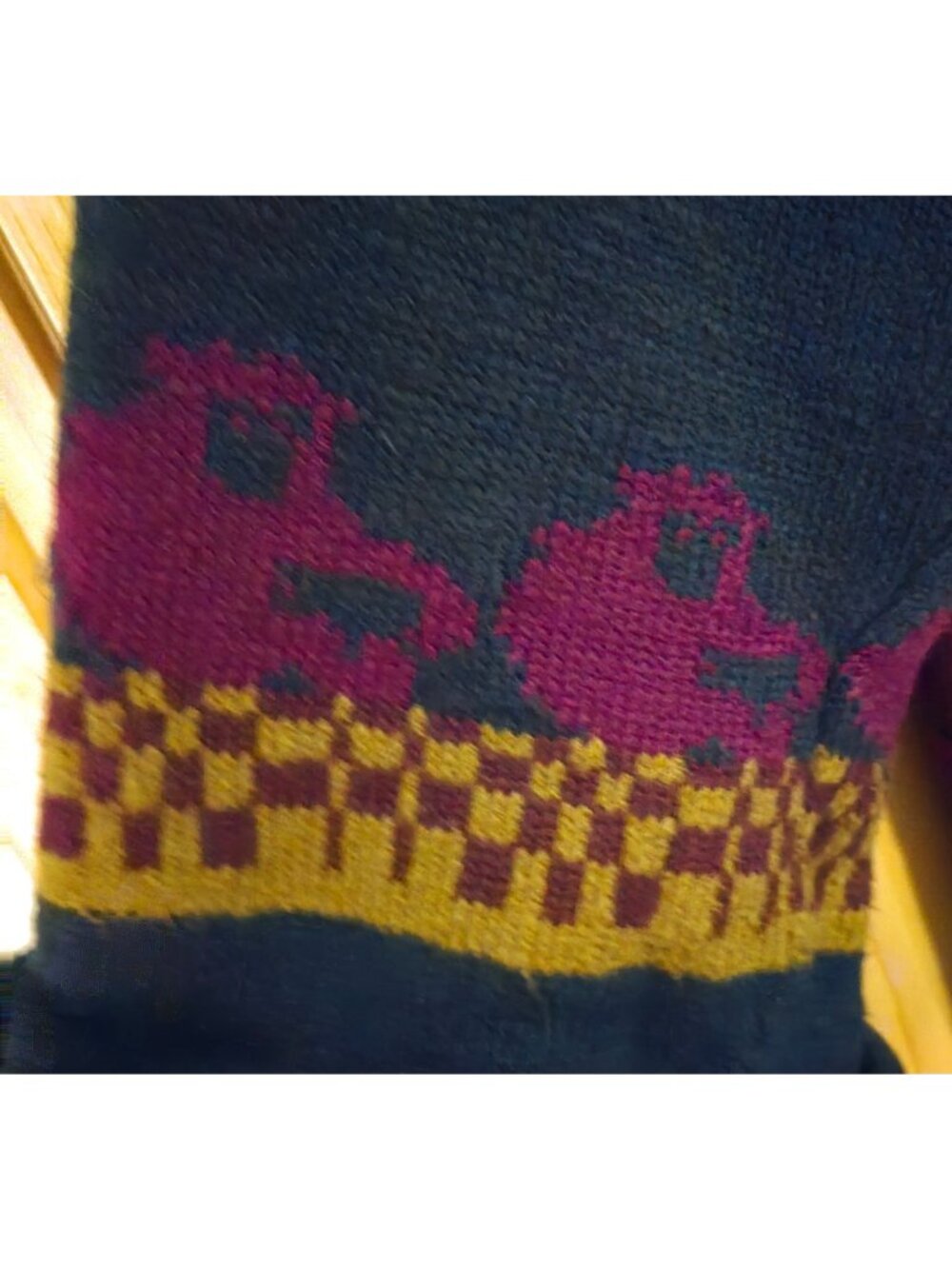 Colorful Birds & Moose Patterned Long Knit Sweater Cardigan ski warm winter - Picture 3 of 15